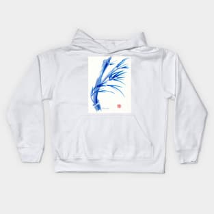 "Wind"  blue sumi-e ink wash painting Kids Hoodie